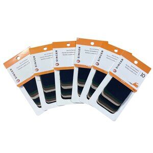 6 Singer  2" X 3" Assorted Dark Colors Iron On Patchettes (6)10 Count Pkgs